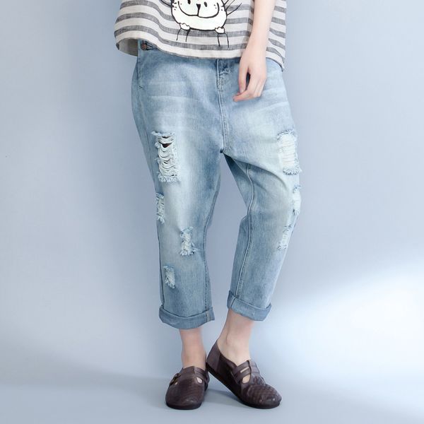 summer new plus size cotton ripped jeans female loose casual washed boyfriend jeans for women vaqueros mujer cross-pants, Blue
summer new plus size cotton ripped jeans female loose casual washed boyfriend jeans for women vaqueros mujer cross-pants, Blue