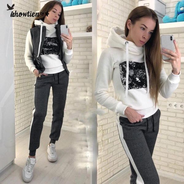 women winter 3 piece hooded sweatsuits women's sport sets tracksuits autumn winter hoodies + vest + pants warm sportsuit#0618, White;black
women winter 3 piece hooded sweatsuits women's sport sets tracksuits autumn winter hoodies + vest + pants warm sportsuit#0618, White;black
