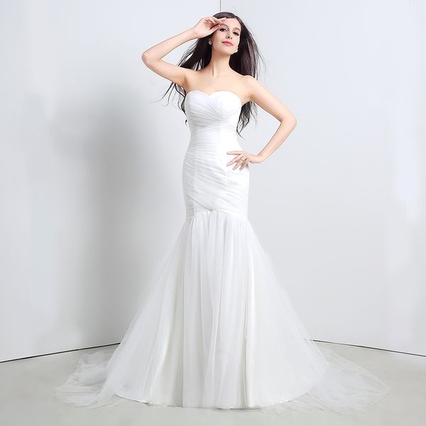 real image new arrived ruffle sweetheart mermaid long tulle wedding party bride dresses for women white wedding dresses dh4197
real image new arrived ruffle sweetheart mermaid long tulle wedding party bride dresses for women white wedding dresses dh4197