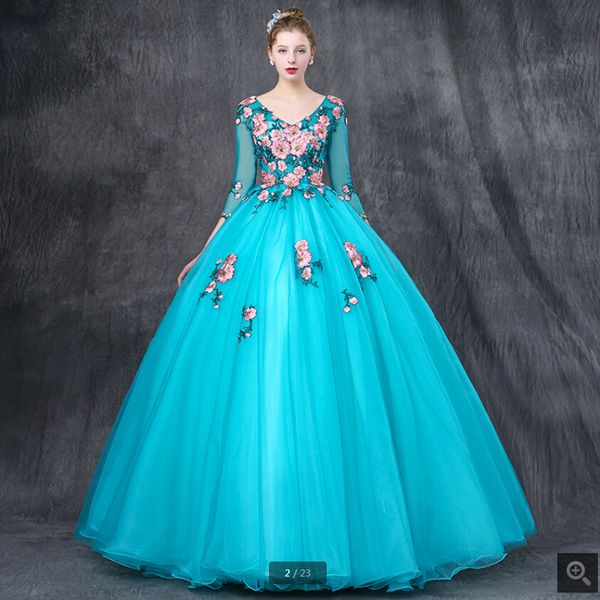 2019 vestido de festa blue lace appliques ball gown prom dress 3/4 sleeve modest v neckline quinceanera dresses prom gowns selling, Black
2019 vestido de festa blue lace appliques ball gown prom dress 3/4 sleeve modest v neckline quinceanera dresses prom gowns selling, Black
