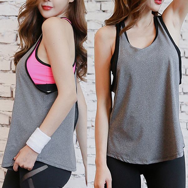 women fake 2-pieces tank breathable quick dry shockproof yoga fitness bra h7jp, Black;blue
women fake 2-pieces tank breathable quick dry shockproof yoga fitness bra h7jp, Black;blue