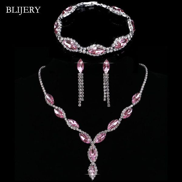 blijery pink color crystal bridal jewelry sets charm floral necklace earrings bracelet for women party wedding jewelry sets, Slivery;golden
blijery pink color crystal bridal jewelry sets charm floral necklace earrings bracelet for women party wedding jewelry sets, Slivery;golden