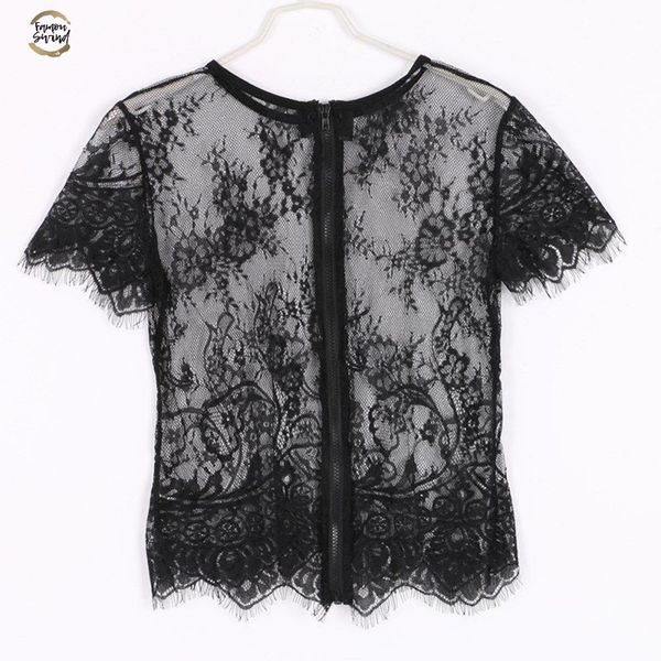 fashion floral embroidery blouse women lace transparent elegant shirt summer long sleeve party short hollow out, White
fashion floral embroidery blouse women lace transparent elegant shirt summer long sleeve party short hollow out, White