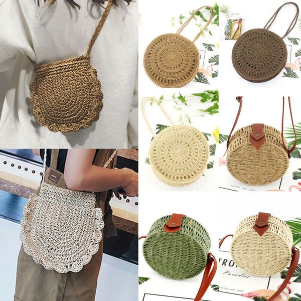 women straw retro bag handwoven round rattan handbags knitted crossbody bag tote 
women straw retro bag handwoven round rattan handbags knitted crossbody bag tote