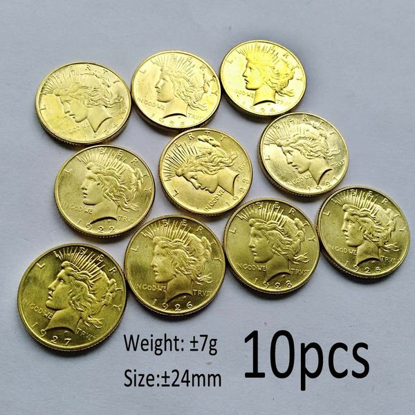 10pcs usa peace small gold coins 1921-1935 copper copy coin 23mm full set art collectible
10pcs usa peace small gold coins 1921-1935 copper copy coin 23mm full set art collectible