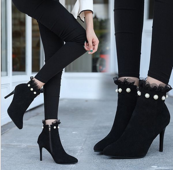 autumn and winter new women's shoes with korean fashion women's boots lace decorative non-slip warm high heels, Black
autumn and winter new women's shoes with korean fashion women's boots lace decorative non-slip warm high heels, Black