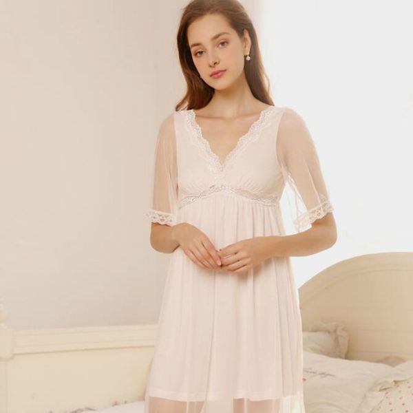 long summer nightdress women retro v-neck lace modal nightgown sleepwear v neck, Black;red
long summer nightdress women retro v-neck lace modal nightgown sleepwear v neck, Black;red