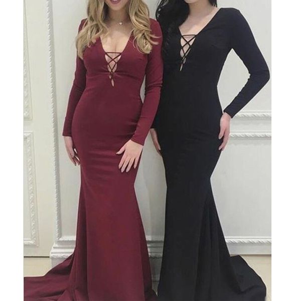 burgundy black mermaid prom dress v neck long sleeves evening gown backless formal party wear
burgundy black mermaid prom dress v neck long sleeves evening gown backless formal party wear
