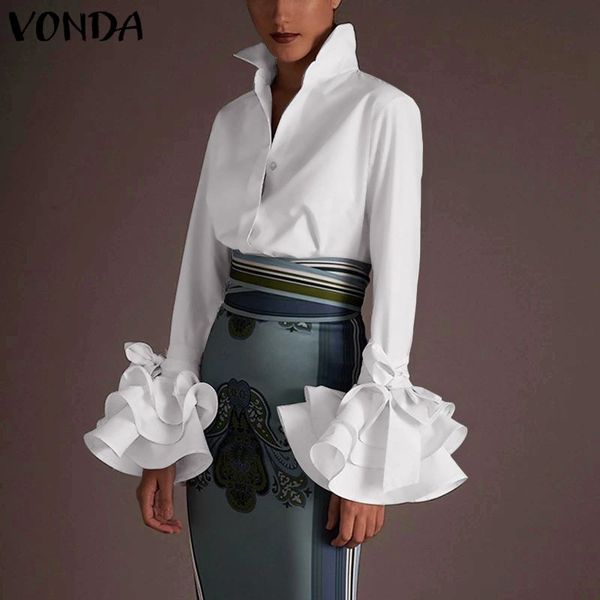 women office shirts lapel neck flare sleeve party work blouse vonda 2020 spring summer casual solid plus size blusas, White
women office shirts lapel neck flare sleeve party work blouse vonda 2020 spring summer casual solid plus size blusas, White