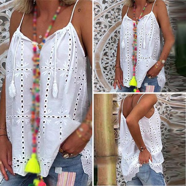 women blouse holiday summer fashion drawstring stylish spaghetti strap vest plus size, White
women blouse holiday summer fashion drawstring stylish spaghetti strap vest plus size, White