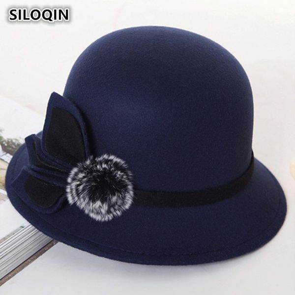 siloqin women's hats retro england warm fedoras 2019 new style spring autumn fashion noble elegant flower decoration female hat, Blue;gray
siloqin women's hats retro england warm fedoras 2019 new style spring autumn fashion noble elegant flower decoration female hat, Blue;gray