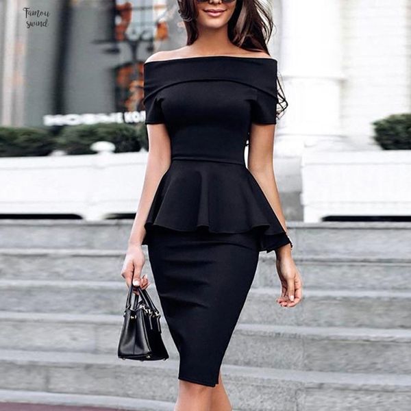 2019 women summer party dress new slash neck off shoulder ruffle office lady slim fit fold over slinky midi elegant, Black;gray
2019 women summer party dress new slash neck off shoulder ruffle office lady slim fit fold over slinky midi elegant, Black;gray
