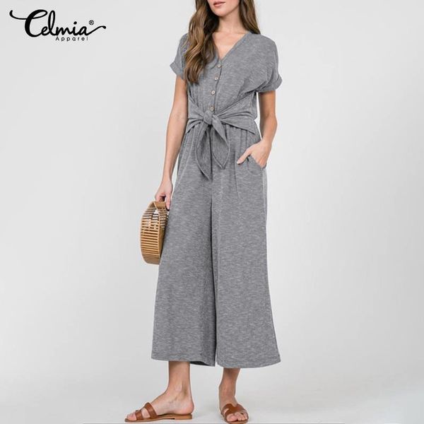 women's jumpsuits & rompers summer celmia women short sleeve sashes elegant pockets casual solid loose v-neck party long playsuits 5xl, Black;white
women's jumpsuits & rompers summer celmia women short sleeve sashes elegant pockets casual solid loose v-neck party long playsuits 5xl, Black;white