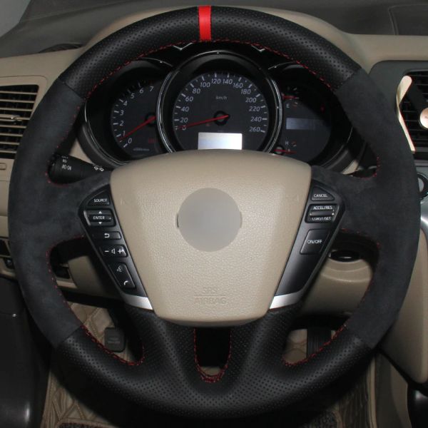 black natural leather black suede red marker car steering wheel cover for nissan teana 2008-2012 murano 2009-2014
black natural leather black suede red marker car steering wheel cover for nissan teana 2008-2012 murano 2009-2014