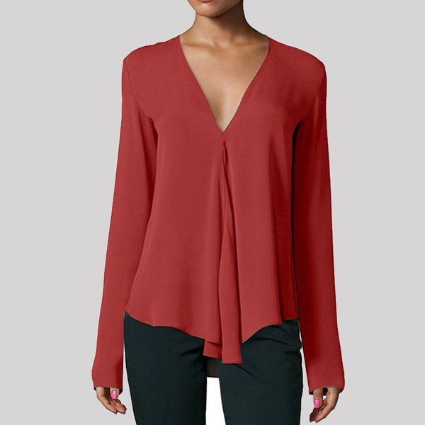 plus size 6xl women fashion chiffon blouse 2019 long sleeve drapped elegant solid shirt v neck and blouses, White
plus size 6xl women fashion chiffon blouse 2019 long sleeve drapped elegant solid shirt v neck and blouses, White