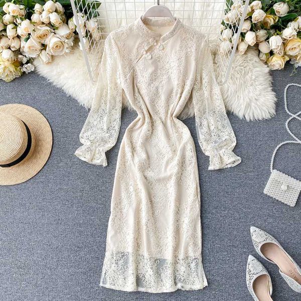 casual dresses retro fashion 2021 hollow lace long puff sleeve high waist thin dress women solid color vestidos l250, Black;gray
casual dresses retro fashion 2021 hollow lace long puff sleeve high waist thin dress women solid color vestidos l250, Black;gray