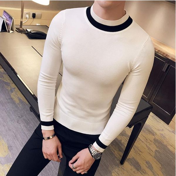 2019 new style fashion male autumn high collar keep warm leisure sweater/men's cotton slim fit knit shirt man, White;black
2019 new style fashion male autumn high collar keep warm leisure sweater/men's cotton slim fit knit shirt man, White;black