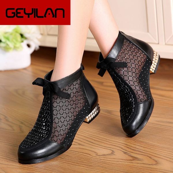 2019 spring summer new bow genuine leather women boots hollow mesh ankle boots comfortable low heels fashion shoes, Black
2019 spring summer new bow genuine leather women boots hollow mesh ankle boots comfortable low heels fashion shoes, Black