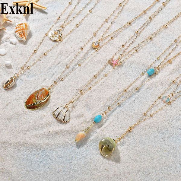 

exknl boho conch shell pendant necklace gold color shell necklace women seashell bohemian summer ocean beach jewelry, Silver