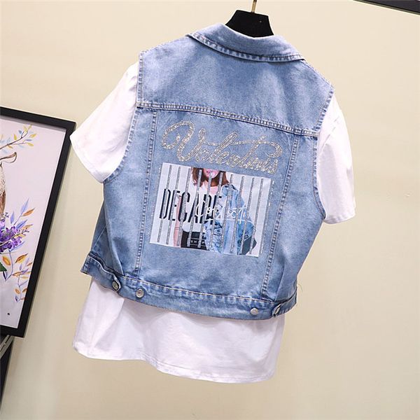 womens summer sleeveless jean vest lapel neck womens outerwear light blue ladies spring coats, Black;white
womens summer sleeveless jean vest lapel neck womens outerwear light blue ladies spring coats, Black;white