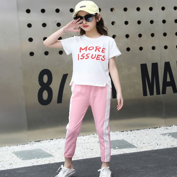 clothing sets spring girl clothes letter printed short-sleeved t-shirt + pants fashion sports two-piece set children quality, White
clothing sets spring girl clothes letter printed short-sleeved t-shirt + pants fashion sports two-piece set children quality, White