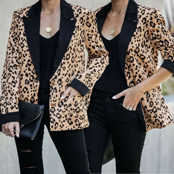 women's suits & blazers fashion single breasted leopard blazer coat women long sleeve slim 2021 casual autumn jacket female clothes, White;black
women's suits & blazers fashion single breasted leopard blazer coat women long sleeve slim 2021 casual autumn jacket female clothes, White;black
