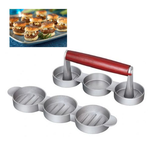 3 слот mini burger пресс тройной алюминиевый круглый hamburger прессы говядина burger maker mold металла cooking tool burger press
3 слот mini burger пресс тройной алюминиевый круглый hamburger прессы говядина burger maker mold металла cooking tool burger press