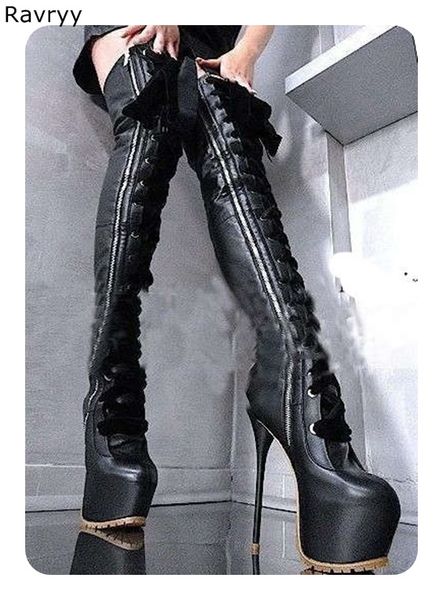 cross tied black leather woman's long boots platform heel women over-the-knee booties female shoes fashion model party club show
cross tied black leather woman's long boots platform heel women over-the-knee booties female shoes fashion model party club show