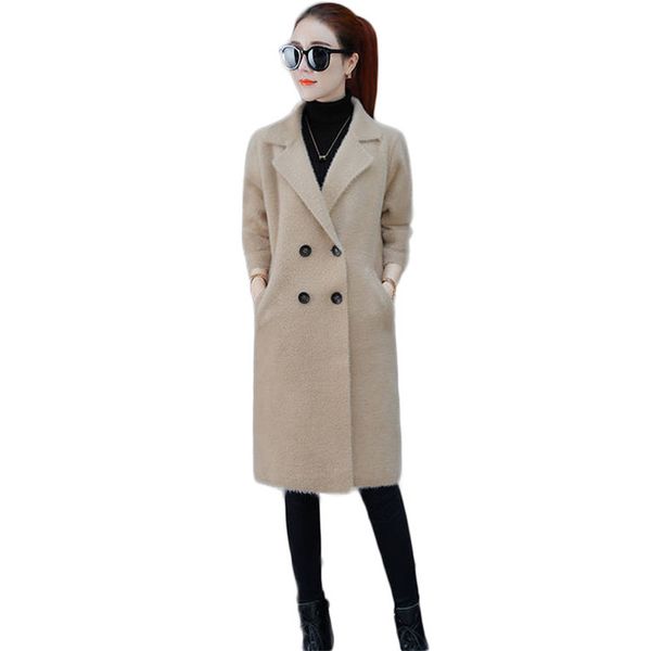 2019 autumn winter korean women mink double-breasted cardigan fashion loose casual long sweaters thick warm outerwear coat a102, White
2019 autumn winter korean women mink double-breasted cardigan fashion loose casual long sweaters thick warm outerwear coat a102, White