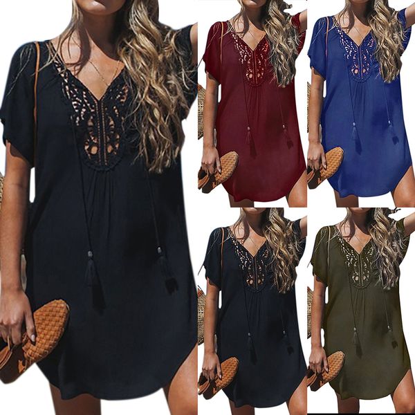 2020 new fashion women summer dresses large size v-neck stitching horn sleeve hollow-out printed short-sleeved beach holiday dress, Black;gray
2020 new fashion women summer dresses large size v-neck stitching horn sleeve hollow-out printed short-sleeved beach holiday dress, Black;gray