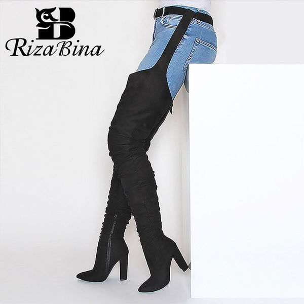rizabina women over the knee thigh high long boots lady fashion waist belt thick high heels pointed toe boots size 36-41, Black
rizabina women over the knee thigh high long boots lady fashion waist belt thick high heels pointed toe boots size 36-41, Black