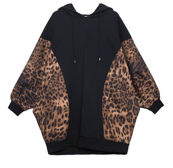 leopard women sweatshirt with invisible pocket women casual loose sweatshirt batwing sleeve hooded sweatshirt, Black
leopard women sweatshirt with invisible pocket women casual loose sweatshirt batwing sleeve hooded sweatshirt, Black