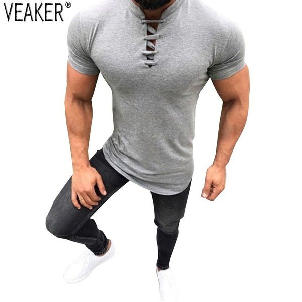 2019 new men's bandage t shirt male black gray slim fit solid color mandarin collar short sleeve t shirt s-3xl, White;black
2019 new men's bandage t shirt male black gray slim fit solid color mandarin collar short sleeve t shirt s-3xl, White;black