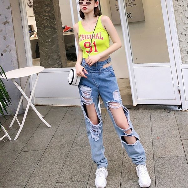 2020 new summer hole ripped frayed jeans woman hip hop casual harem trousers fashion streetwear high waist denim pants female, Blue
2020 new summer hole ripped frayed jeans woman hip hop casual harem trousers fashion streetwear high waist denim pants female, Blue