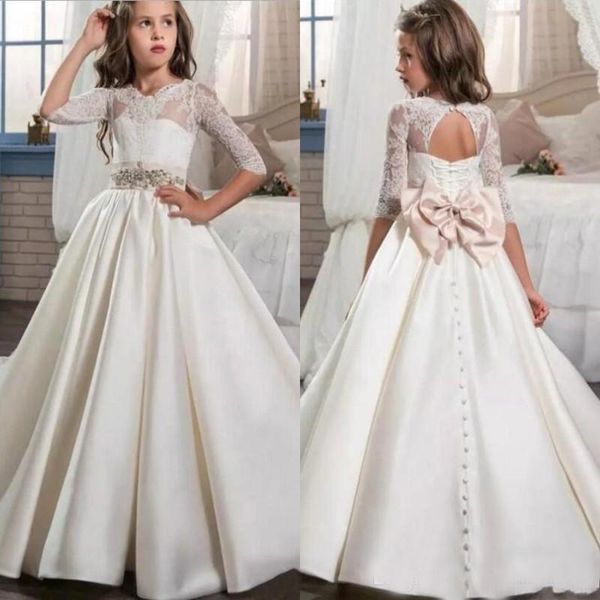 new fashion lovely lace flower girls dresses with 3/4 long sleeve beaded bow belt girls party gowns kids formal wear, White;blue
new fashion lovely lace flower girls dresses with 3/4 long sleeve beaded bow belt girls party gowns kids formal wear, White;blue