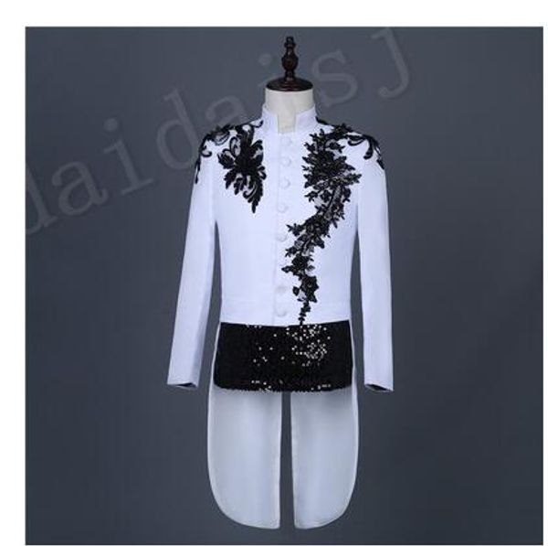 2019 new men's fashion tuxedo costumes stage suit bar male singer stage magician performance clothing, White;black
2019 new men's fashion tuxedo costumes stage suit bar male singer stage magician performance clothing, White;black