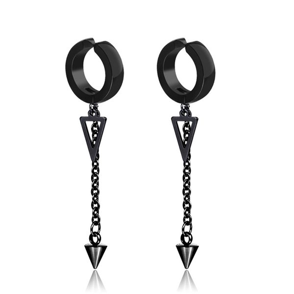 1pair 2pc black titanium steel no ear hole mens women tassel earrings trendy triangle clip earring male female fashion jewelry, Silver
1pair 2pc black titanium steel no ear hole mens women tassel earrings trendy triangle clip earring male female fashion jewelry, Silver