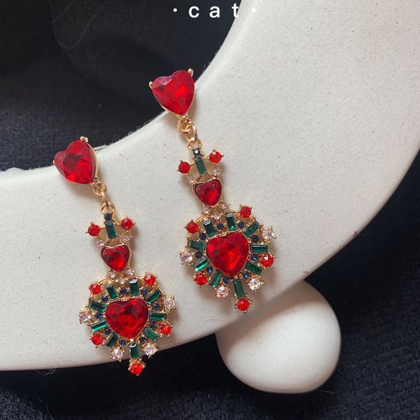fashion-aomu baroque fashion vintage crystal big red heart drop earring for women rhinestone colorful long dangle party boucle d'oreill, Silver
fashion-aomu baroque fashion vintage crystal big red heart drop earring for women rhinestone colorful long dangle party boucle d'oreill, Silver