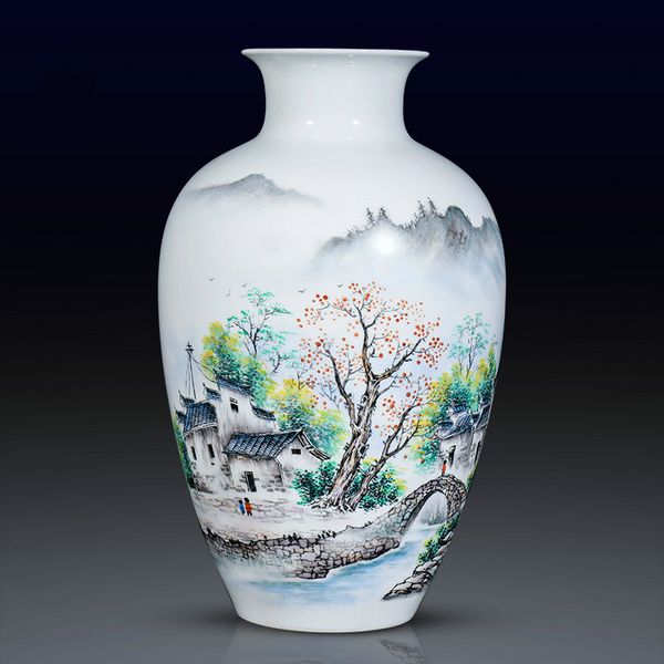 chinese style hand painted countryside landscape porcelain flower vase for home office decor
chinese style hand painted countryside landscape porcelain flower vase for home office decor