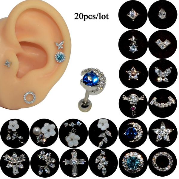 20pc fashion silver color cz stud piercing flower star earring conch tragus stud helix cartilage trendy body piercing jewelry 20, Golden;silver
20pc fashion silver color cz stud piercing flower star earring conch tragus stud helix cartilage trendy body piercing jewelry 20, Golden;silver