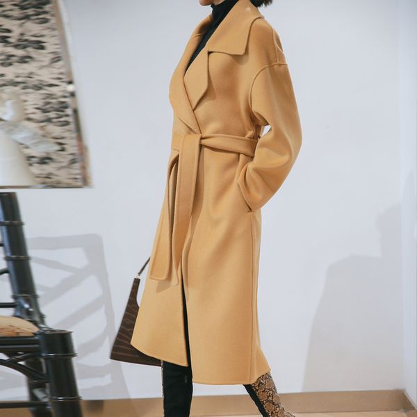 double-sided cashmere coat mid-long 2019 new hepburn style black plus large anti-season autumn winter wool coat
double-sided cashmere coat mid-long 2019 new hepburn style black plus large anti-season autumn winter wool coat