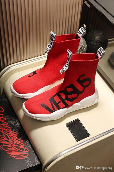 2019versacenew high men's and women's versus sock boots shoes sneakers red with letters with original box, Blue;gray
2019versacenew high men's and women's versus sock boots shoes sneakers red with letters with original box, Blue;gray