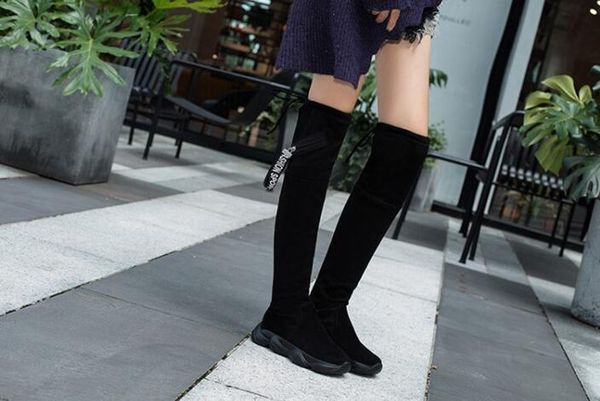 2019 autumn and winter new korean version of the knee long tube over the knee high heel plus velvet stretch wild slim boots, Black
2019 autumn and winter new korean version of the knee long tube over the knee high heel plus velvet stretch wild slim boots, Black