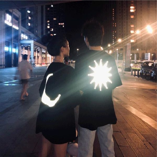 summer clothes moon couple reflective t-shirt women's coat t-shirt student loose ins printed short sleeve, White
summer clothes moon couple reflective t-shirt women's coat t-shirt student loose ins printed short sleeve, White