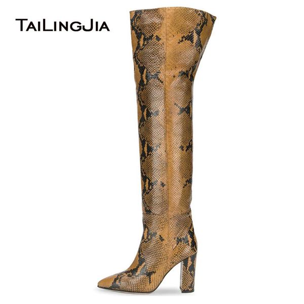 snake print thigh boots for women 2019 chunky heel over knee boots pointed toe slip on long boot ladies winter shoes big size, Black
snake print thigh boots for women 2019 chunky heel over knee boots pointed toe slip on long boot ladies winter shoes big size, Black