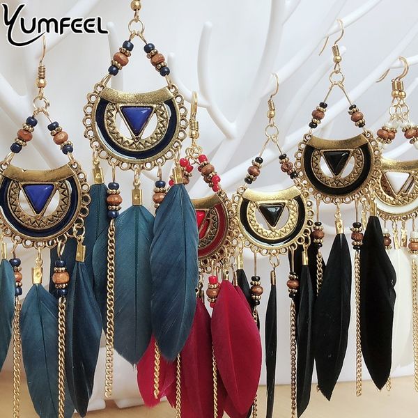 yumfeel vintage bohemia earrings antique metal tassel brincos little beads long feather drop earrings women gifts, Golden
yumfeel vintage bohemia earrings antique metal tassel brincos little beads long feather drop earrings women gifts, Golden