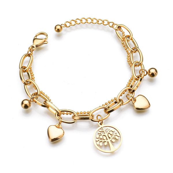 18kgp selling european style simplicity fashion golden peach heart tree of life titanium steel bracelet ing, Black
18kgp selling european style simplicity fashion golden peach heart tree of life titanium steel bracelet ing, Black