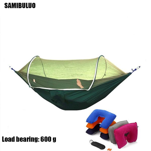 

outdoor camping portable hammock with mosquito net parachute fabric hammocks beds hanging swing sleeping bed