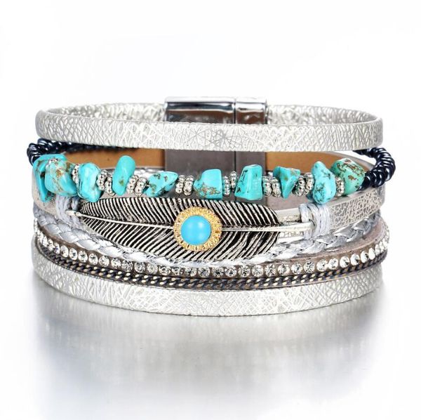 artificial leather bracelet originality second feather green turquoise magnetic clasp bracelet, Golden;silver
artificial leather bracelet originality second feather green turquoise magnetic clasp bracelet, Golden;silver
