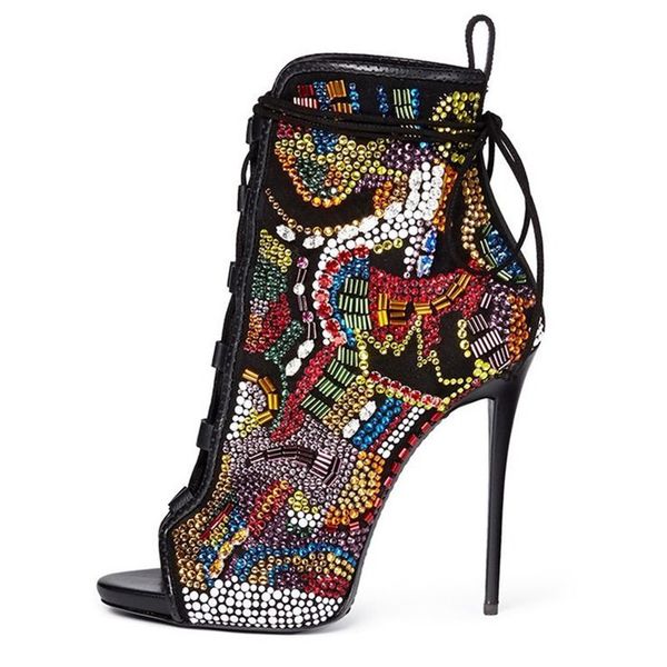 bling mixed color crystal stud women ankle boots peep toe thin high heel sandal boots short botas mujer colorful rhinestone boots, Black
bling mixed color crystal stud women ankle boots peep toe thin high heel sandal boots short botas mujer colorful rhinestone boots, Black